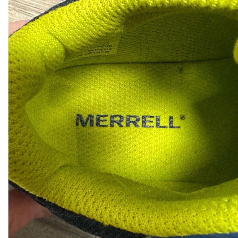 Merrell Moab Speed 2 Mid Waterproof Kids Hiking Boots Blue Yellow Size 13 EUC!